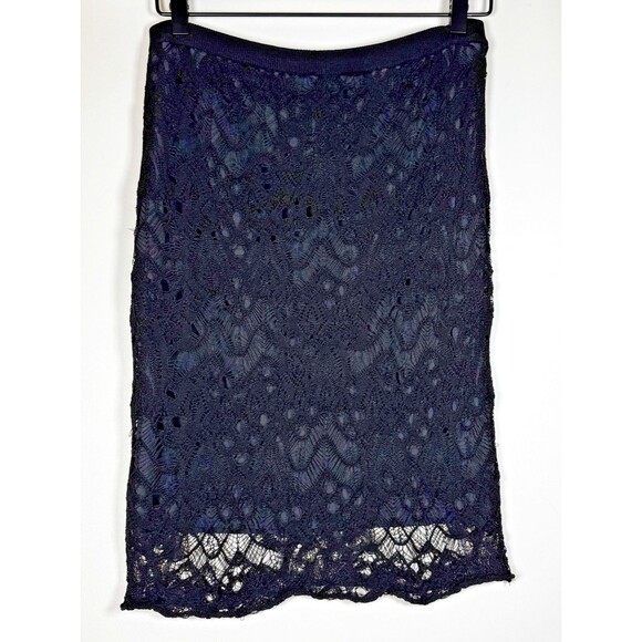 Eileen Fisher Skirt Womens Small Lace Knit Pull On Stretch Midi Viscose Nylon - Picture 3 of 12